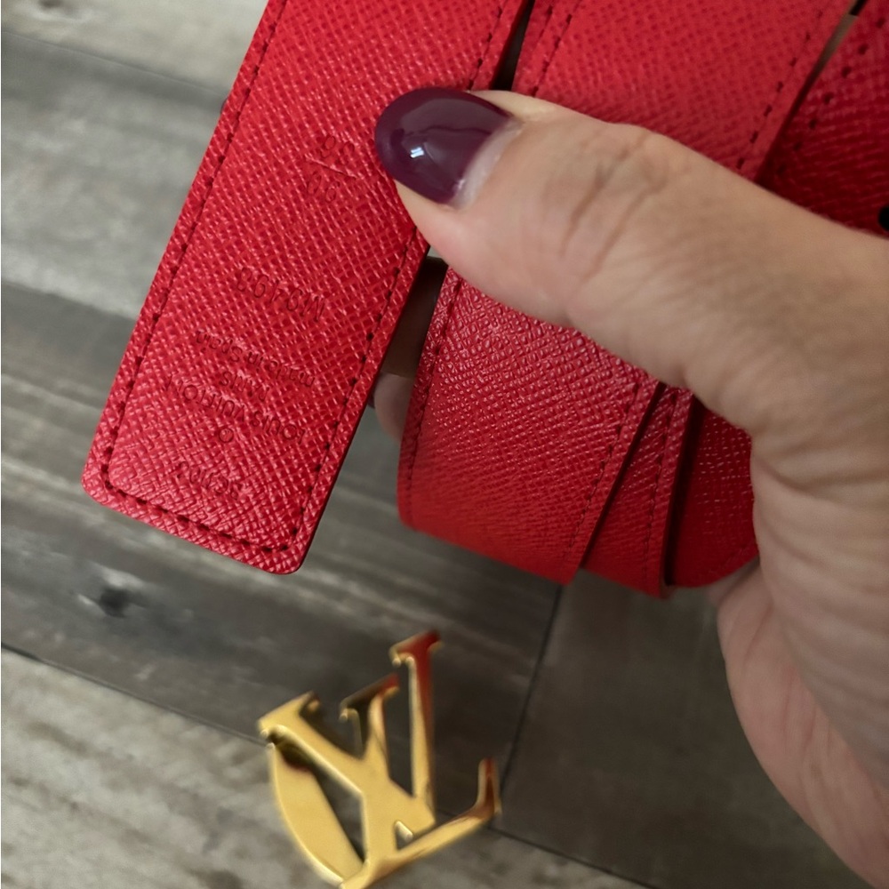 Louis Vuitton reversible belt red and monogram 90cm